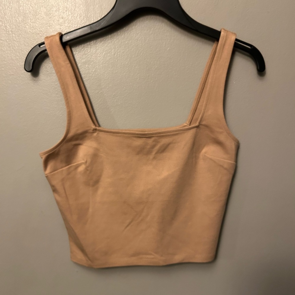 Express shirt - nude/tan square neck cropped tank NWT
